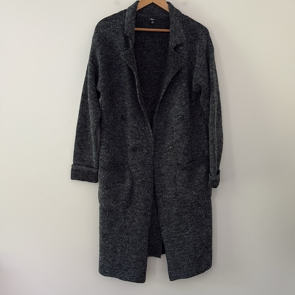 Lulus Cuddle Club Black Marled Long Sleeve Coatigan Open Front Size M - Picture 5 of 12